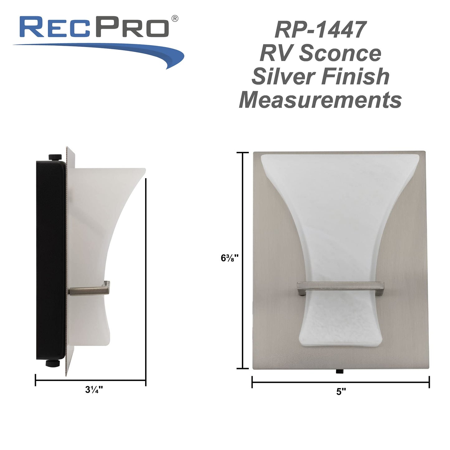 RecPro 12V LED RV Wall Light, Frosted Glass Sconce, Model RP-1447, White