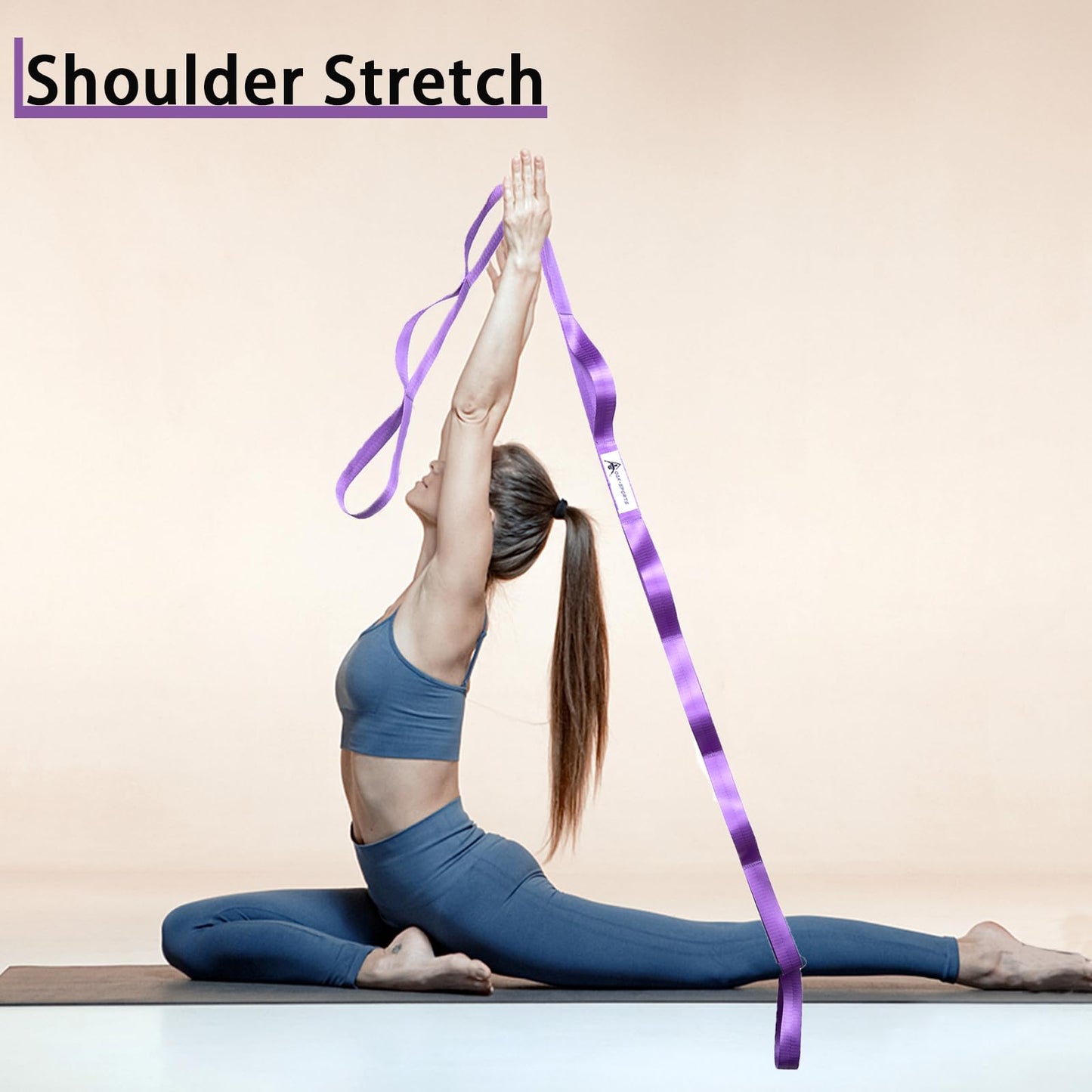 Oak-Sports Stretching Strap Yoga Strap for Physical Therapy with 10 Loops, Yoga Straps for Stretching, Upgraded Non-Elastic Stretch Band for Pilates, Dance and Gymnastics with Workout Guide (Purple)