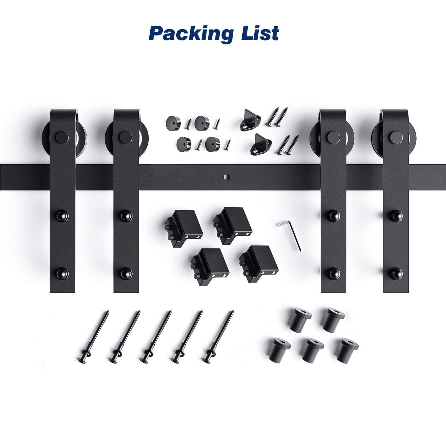 EaseLife 6.6 FT Double Door Sliding Barn Door Hardware Track Kit,Basic J Pulley,Heavy Duty,Slide Smoothly Quietly,Easy Install (6.6FT Track Kit for Double 20" Wide Door)