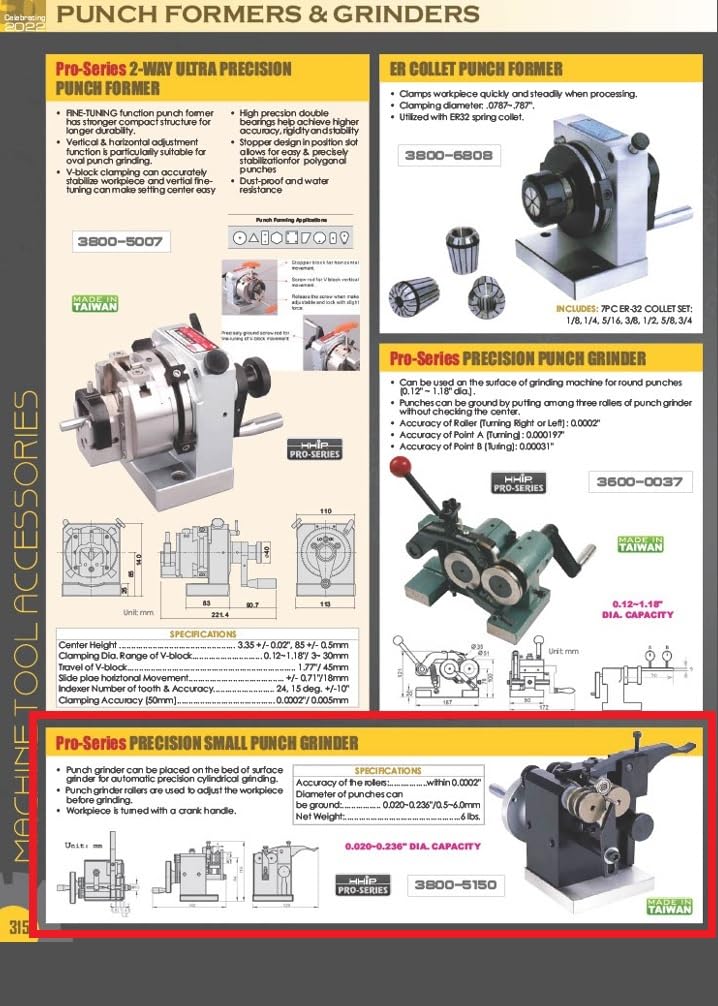 HHIP 3800-5150 Precision Small Punch Grinder, 0.020~0.236 Inch