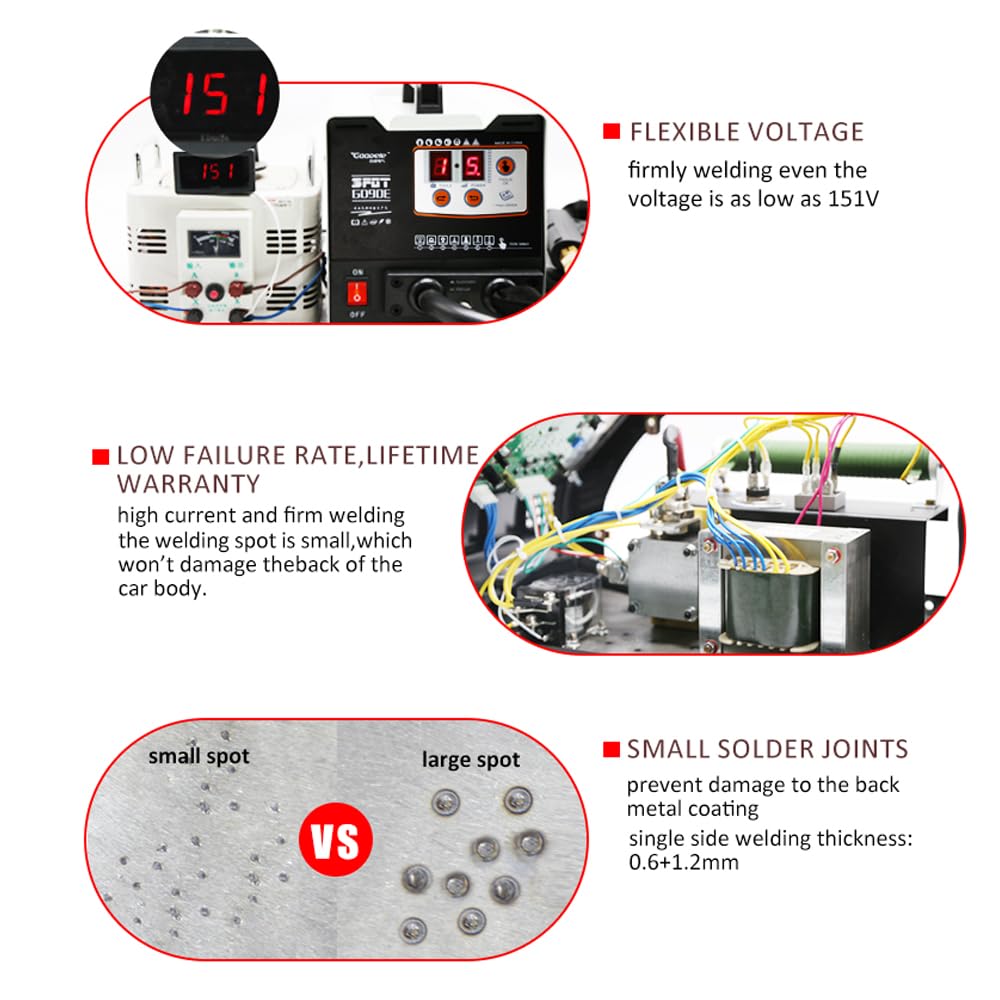 F90E110V Spot Welder Dent Puller，3KW Panel Spot Welder Puller，7 Models Spot Welding Machine ，Stud Welder Machine for Car Body Dent Repair (220, Volts)