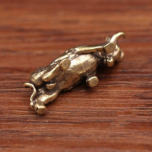 Bronze Rich Floral Design Brass Zodiac Ox Statue - Decorative 2-Piece Cow Figurine
