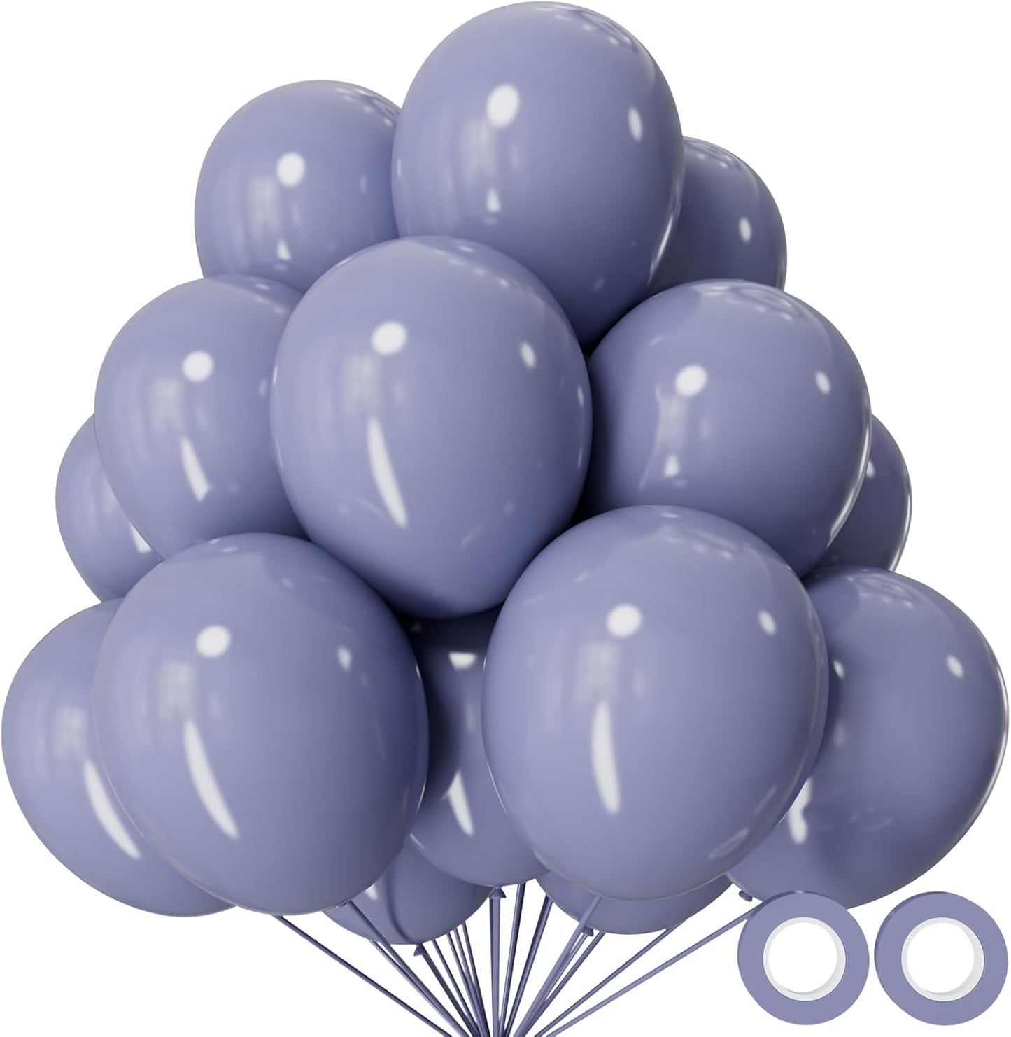 Skiennix Dusty Blue Balloons - 12 Inch Latex Balloons for Birthday Party & Baby Shower | 110pcs with Ribbons