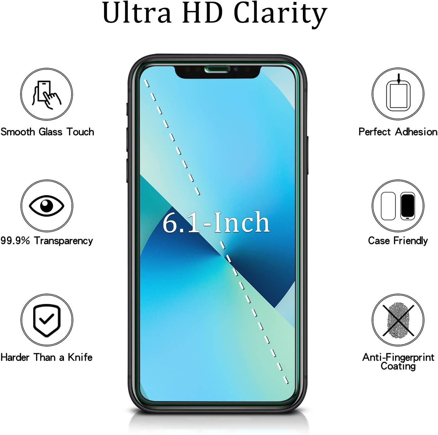 [2 Pack 11 MAYtobe Screen Protector for iPhone and iPhone XR Tempered Glass, Anti-Scratch, Bubble Free, Easy