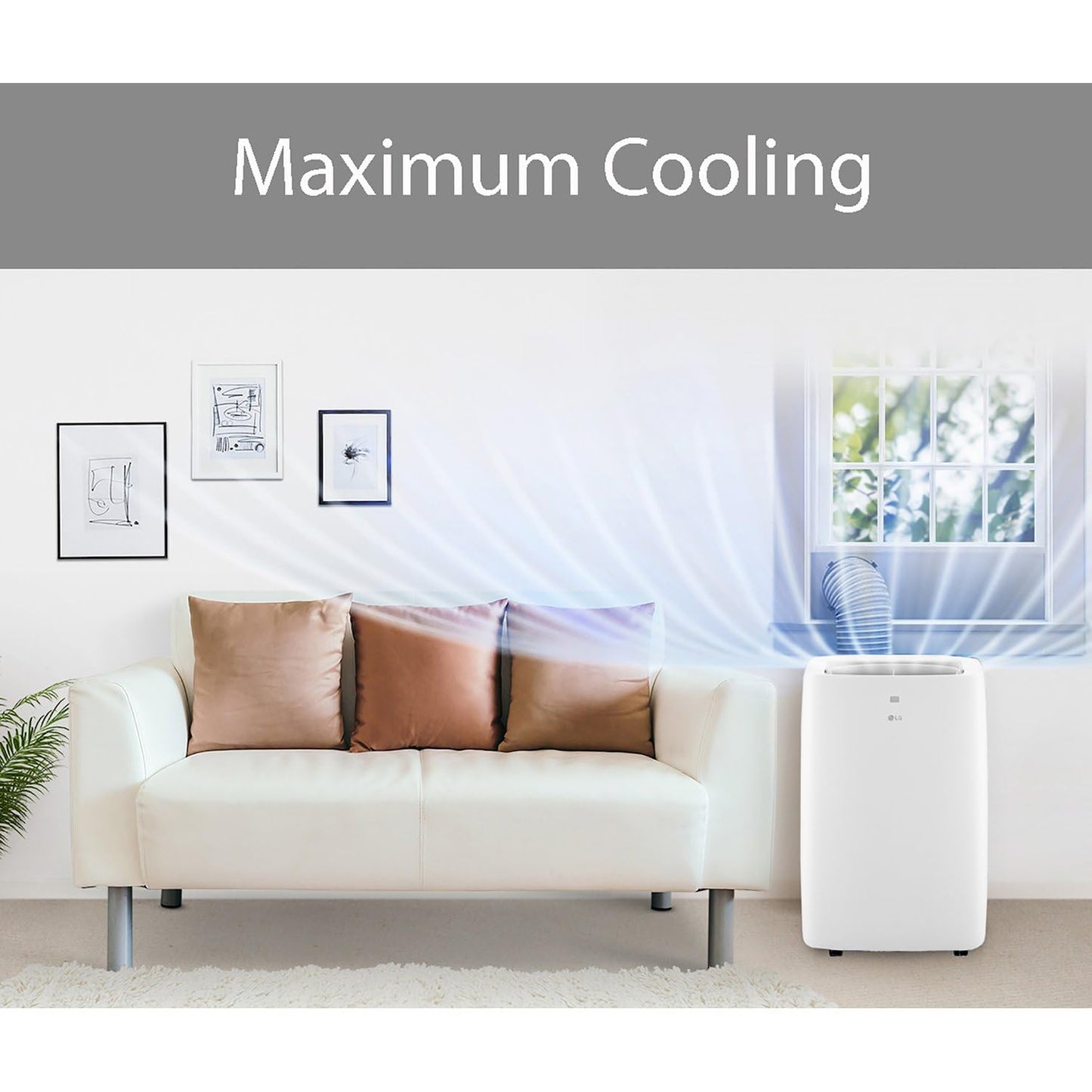 LG 6,000 BTU DOE 8,000 BTU ASHRAE Portable Air Conditioner, 115V, Cools 250 Sq.Ft. (10' x 25' Room Size), Quiet Operation, LCD Remote Control, and Window Installation Kit, White