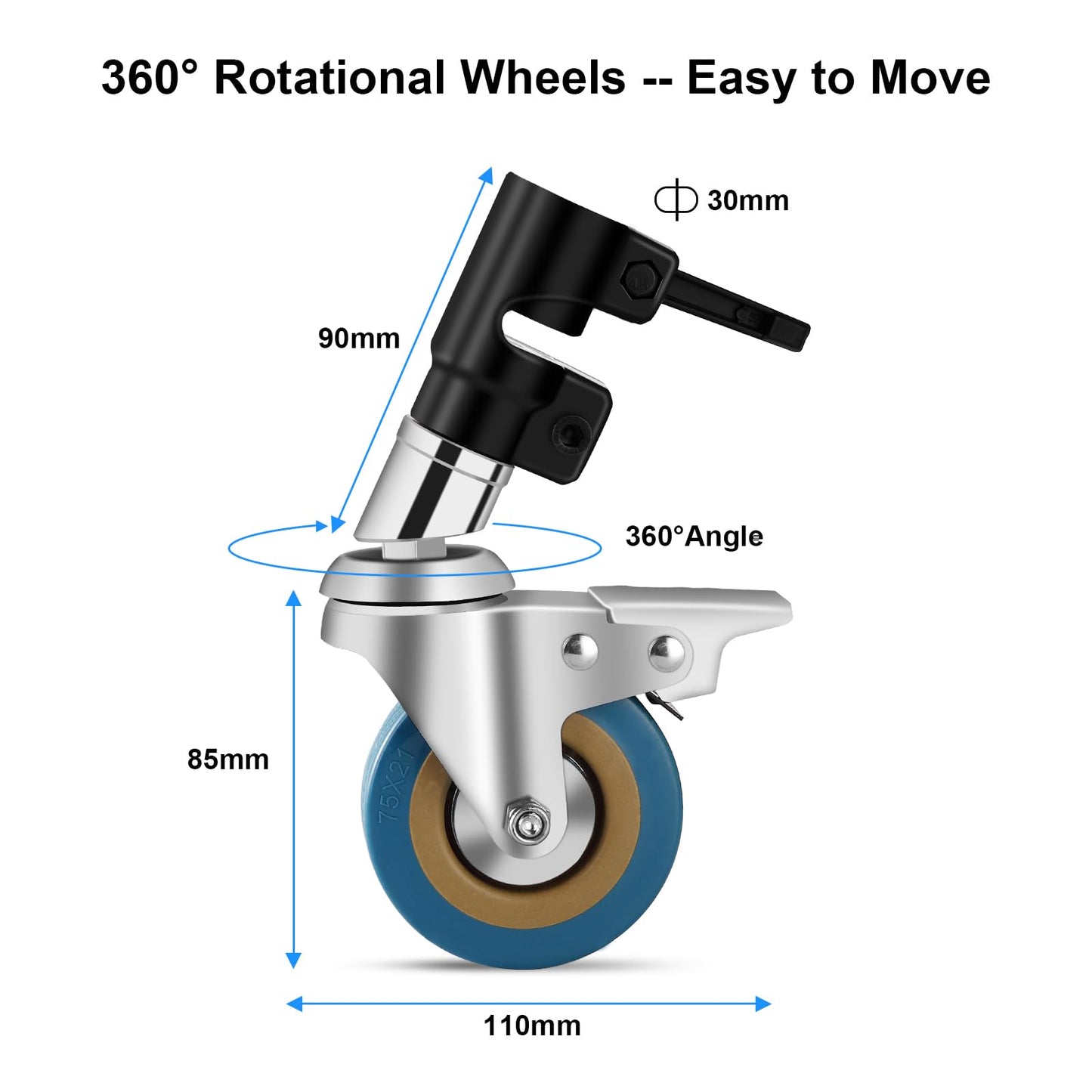 Heavy Duty C Stand 11.3ft/345cm Light Stand with 4.2ft/128cm Boom Arm Wheels Sturdy Stainless Steel Century Stand for Photography Studio Video Reflector, Umbrella, Softbox and Monolight