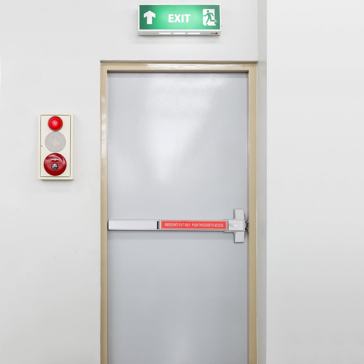 Commercial Door Push Bar Panic Exit Device, Adjustable Heavy-Duty Stainless Steel Emergency Exit Hardware with Exterior Lever & 2 Keys, Universal Vertical Rim Lock for Single Doors (Safety & Durable)