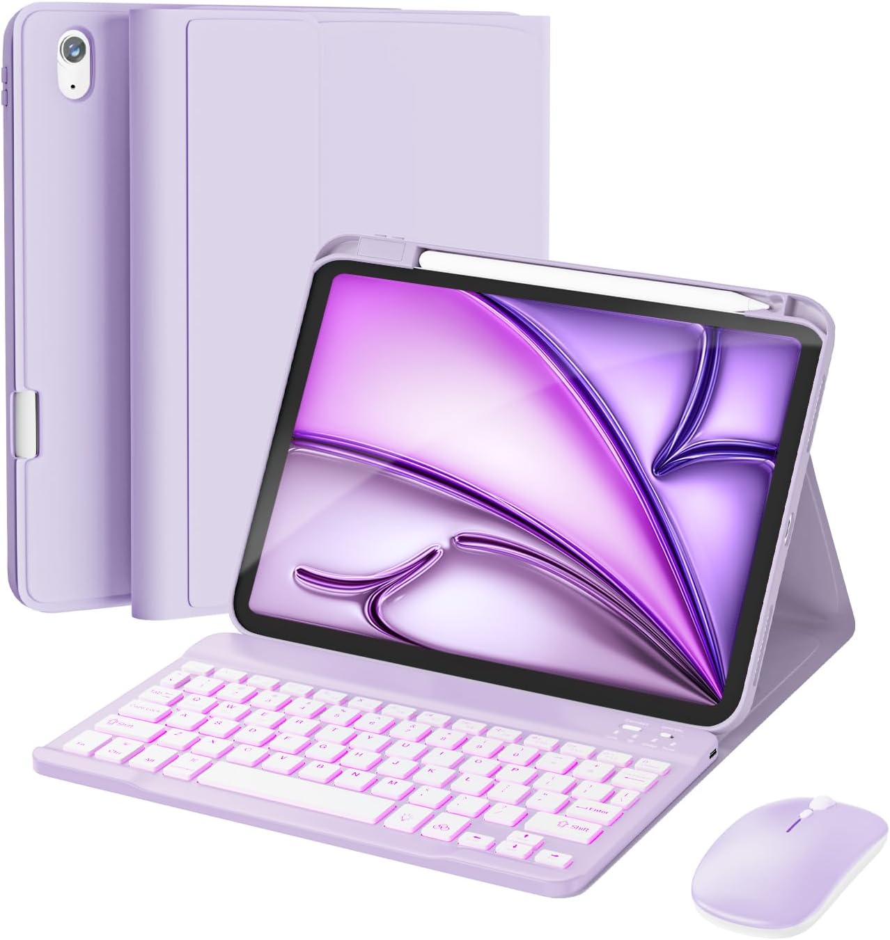 RAYMCRAFT 11-inch M4/M3/M2 (2026/2025/2024), 5th/4th 10.9-inch, 7-Color for iPad Air Case with Keyboard Mouse