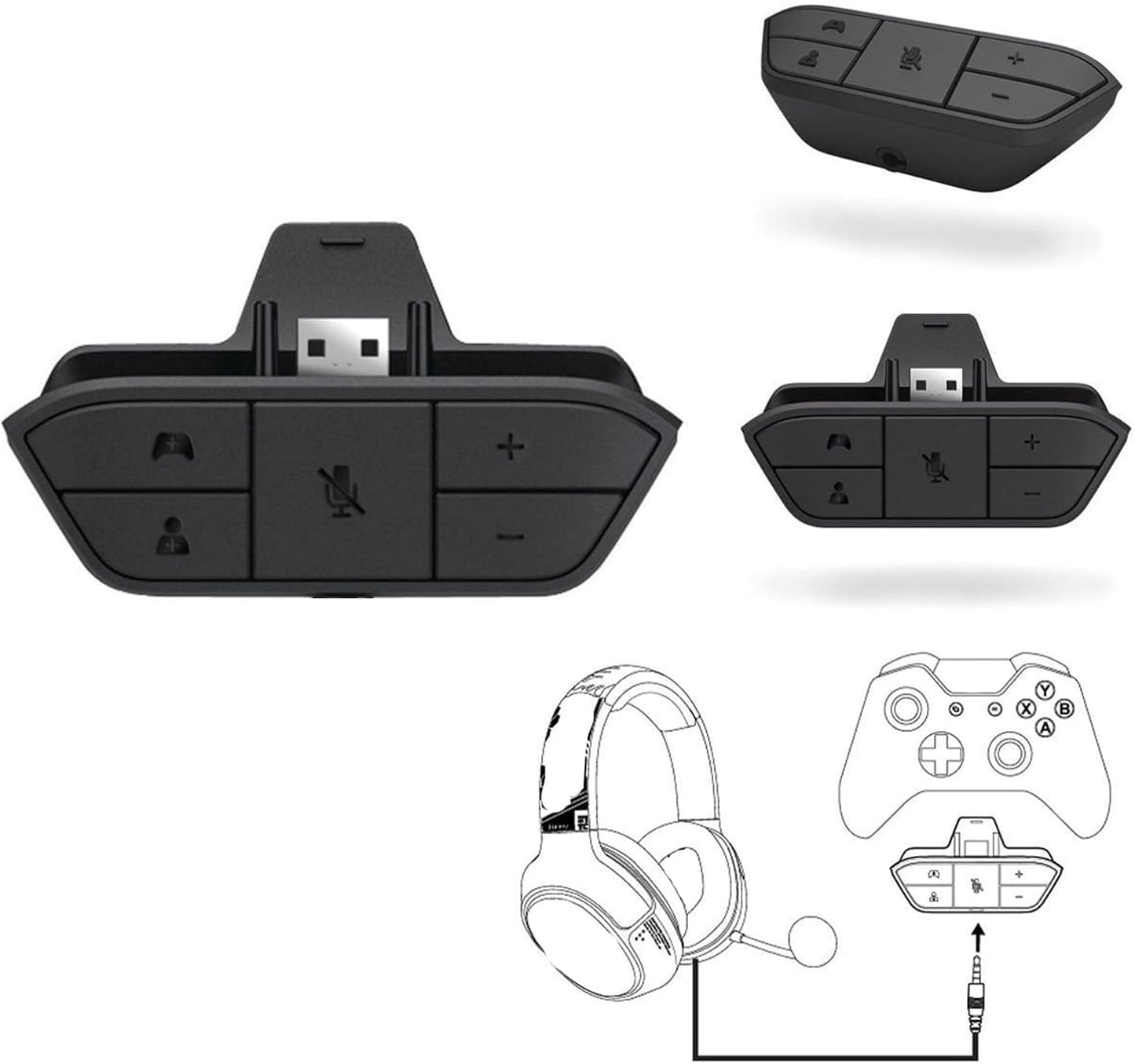 Fuhiueos Headsets 3.5mm Headphone Sound Adapter for Gamepad Use Any with Quick Firmware Updated Required