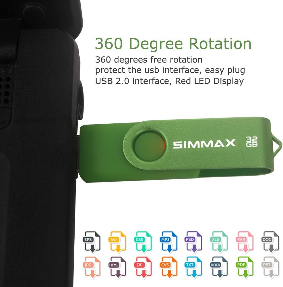 SIMMAX 3 Pack 32GB 2.0 (32GB Memory Stick USB Flash Drives Swivel Thumb Drive Pen Drive Pink Blue Green)