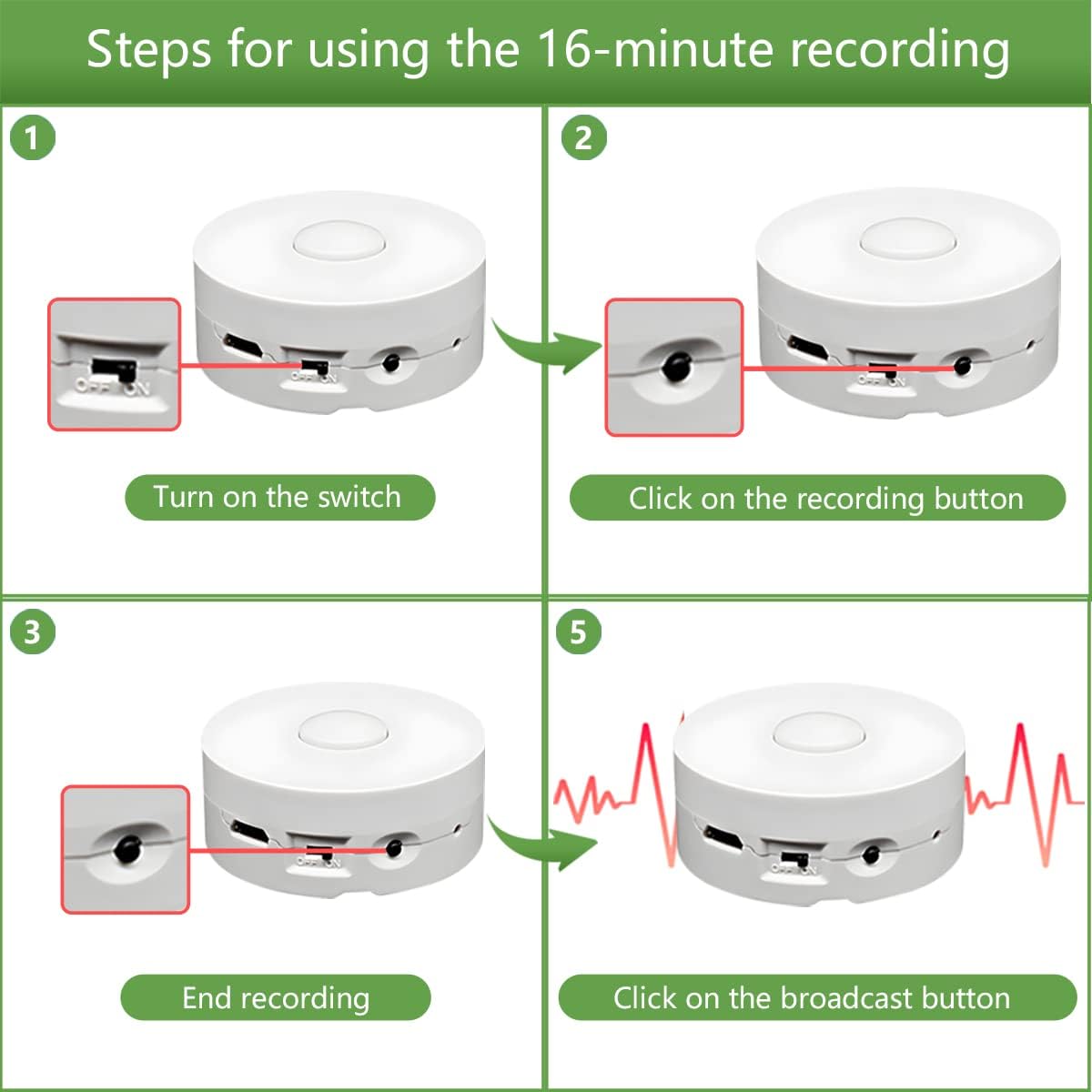 XLW 16 Min Voice Recorder,DIY Voice Recording Button for Stuffed Animals, Bear,Plush, Baby Doll,Pillow. Record Custom