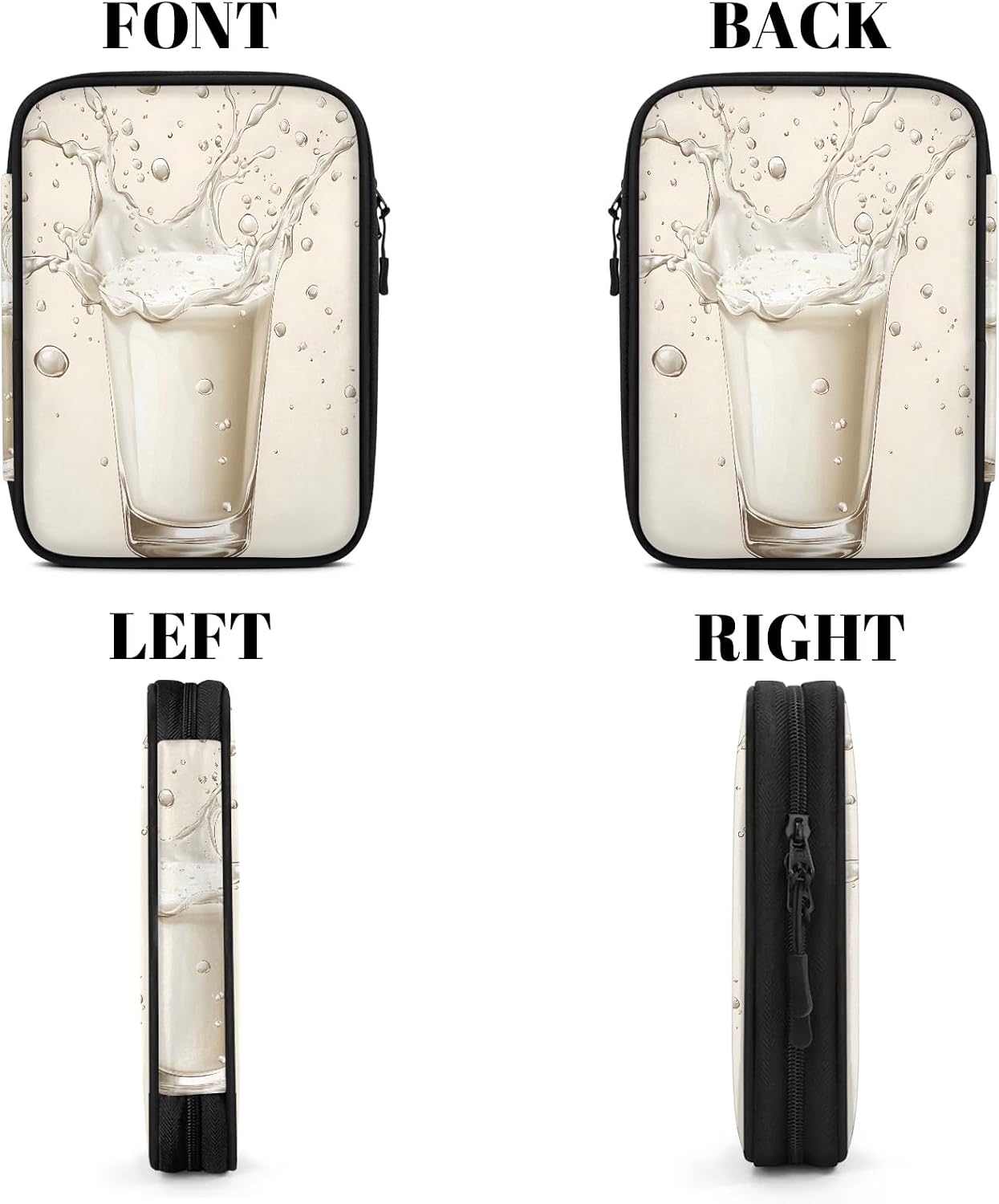 Milk Drinks Cord Organizer Travel Pouch Tech Electronic Accessories Case Funny Cable Storage Bag for Charger, SD Card