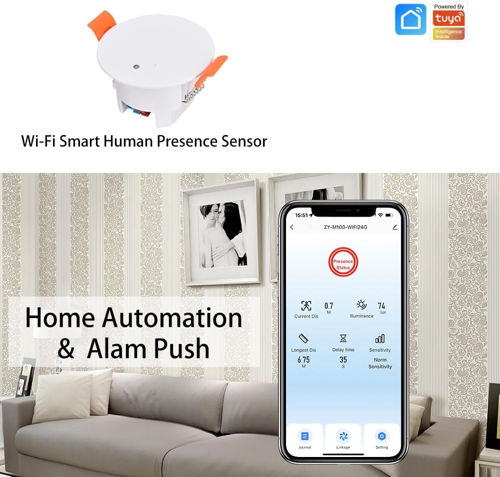 WenzhiIoT 24GHz MmWave 110/220V Presence Sensor, Smart Motion Sensor WiFi Radar Presence Sensor Movement Body Motion