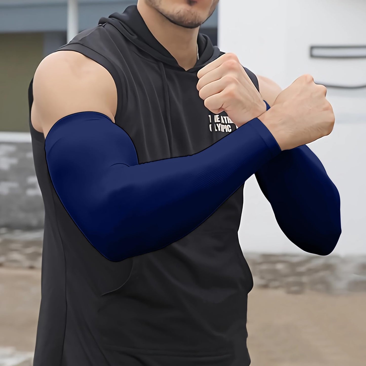 EGOFLEX Arm Sleeves for Men and Women Compression UV Sun Protection Tattoo Cover Up Baseball Basketball Football Golf Running (1 Pair Black, 1 Pair White, 1 Pair Blue, 1 Pair Gray)