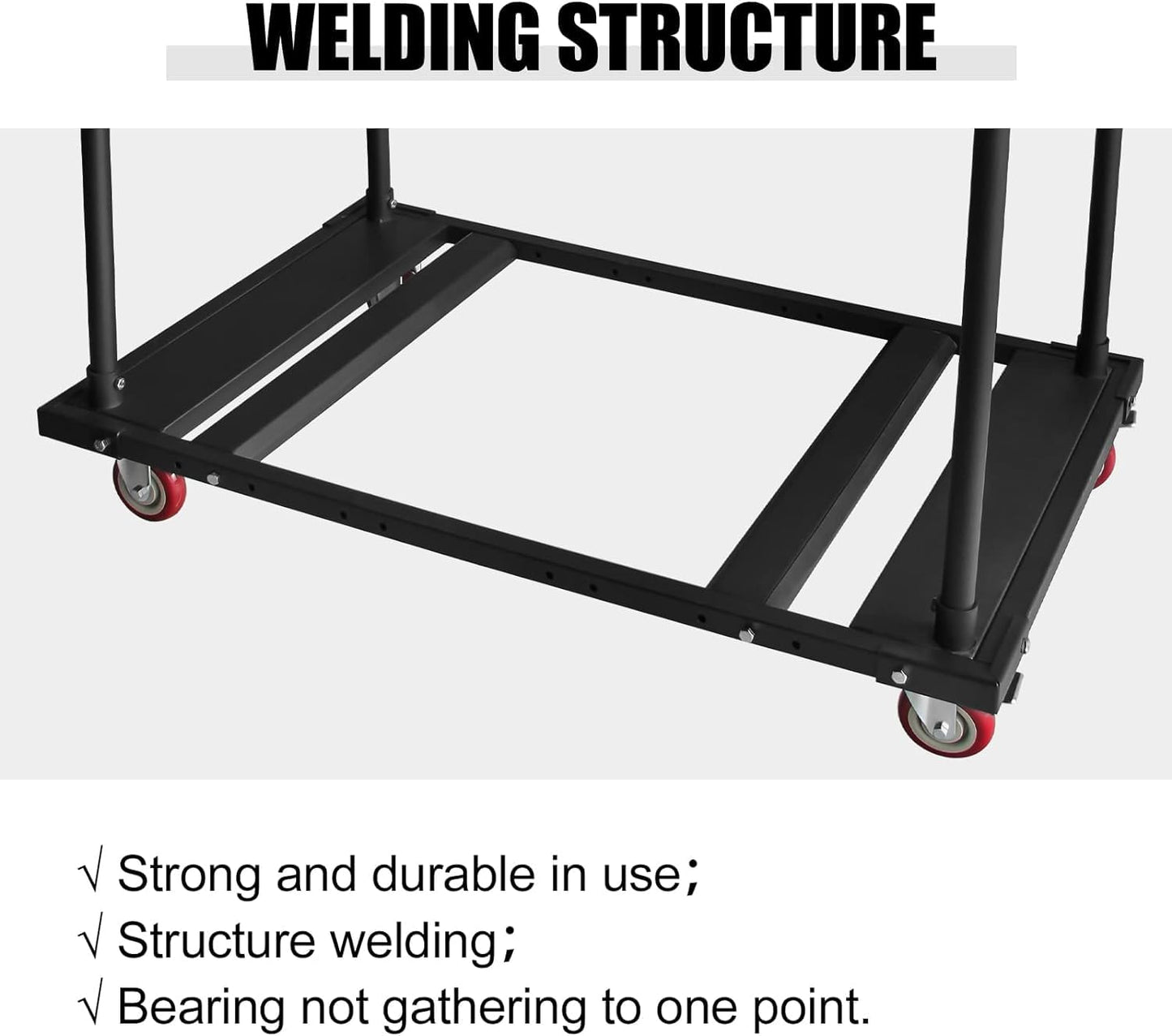 Hasopy Folding Table Cart Rack for 60" Round Tables, Heavy Duty Table Trolley Black Table Rolling Casters for Reataurant, Party, Hotel Furniture 10 Table Capacity