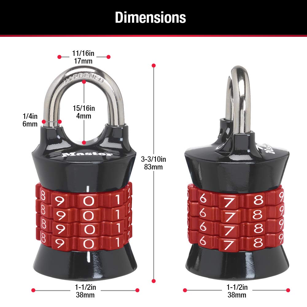 Master Lock Combination Lock, Set Your Own Combination Lock for Gym and School Lockers, Indoor Combo Padlock, Colors May Vary, 1535D