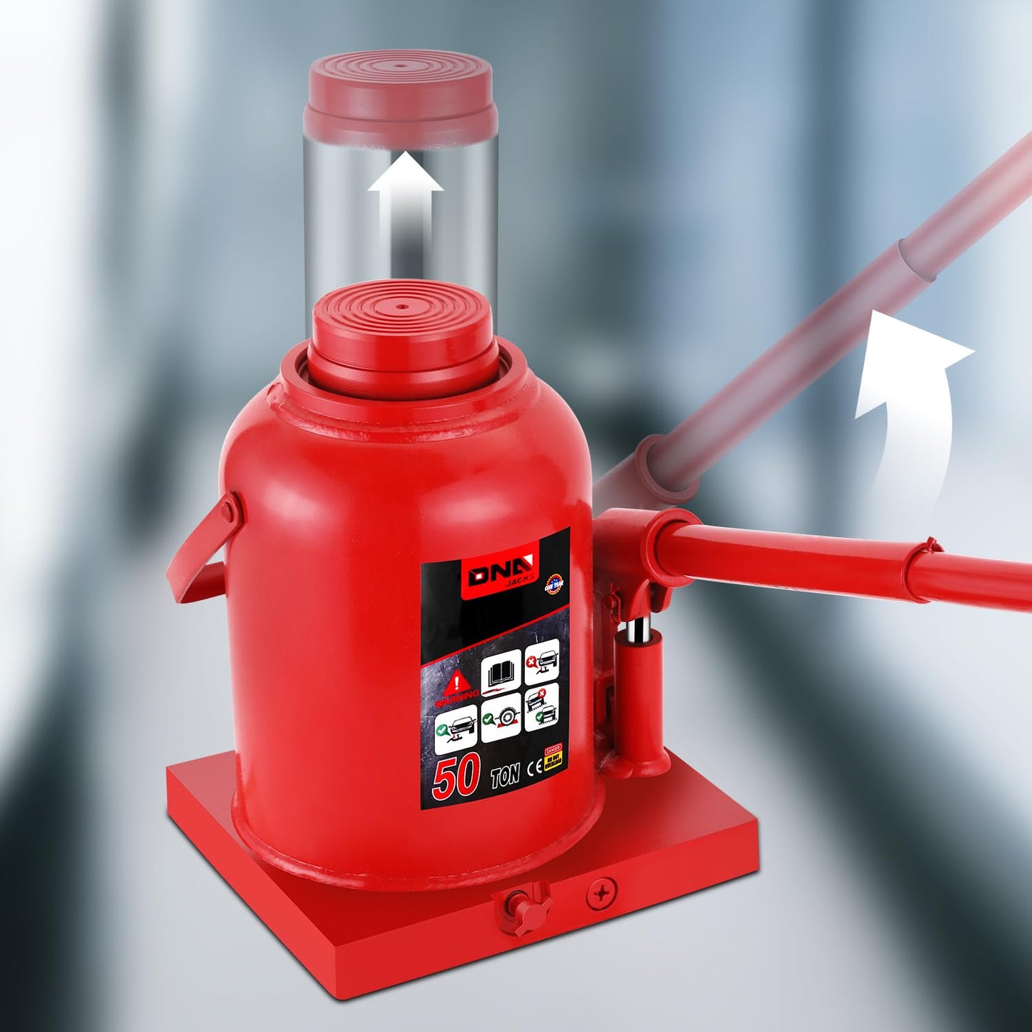 DNA Motoring 50 Tons / 110231 lbs Lifting Automotive Welded Hydraulic Bottle Jack for Repair Vehicle, Pickup, Truck, w/Manual Handle, Red,TOOLS-00365