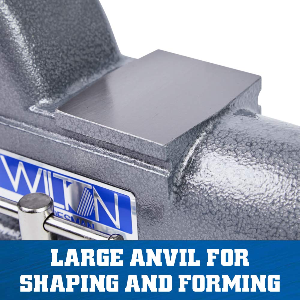 Wilton Tradesman Bench Vise, 6-1/2" Jaw (Width-6", Max Opening-4") Throat (Model 1765), Gray