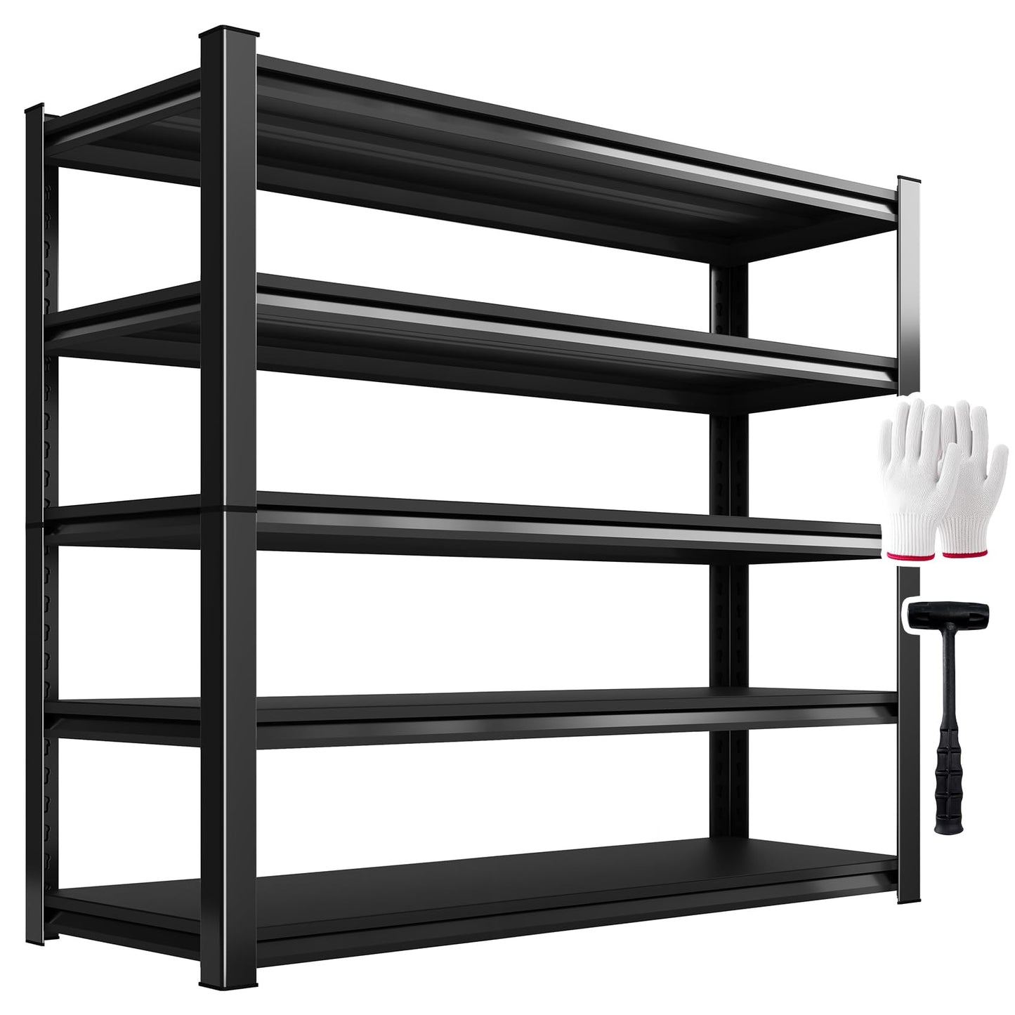TXTDPL 2000lbs Heavy Duty Garage Shelving, 5-Tier Adjustable Storage Shelves, 72" H x59 W x 19.6" D, Utility Metal shelvingfor Warehouse, Basement, Garage