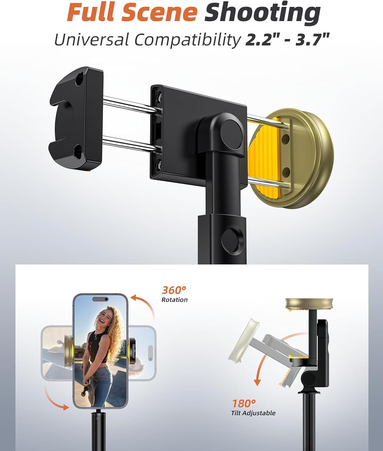 Vimose 62" Phone Tripod & Selfie Stick with Remote, Portable, Lightweight for Video Recording Vlog, Extendable Travel