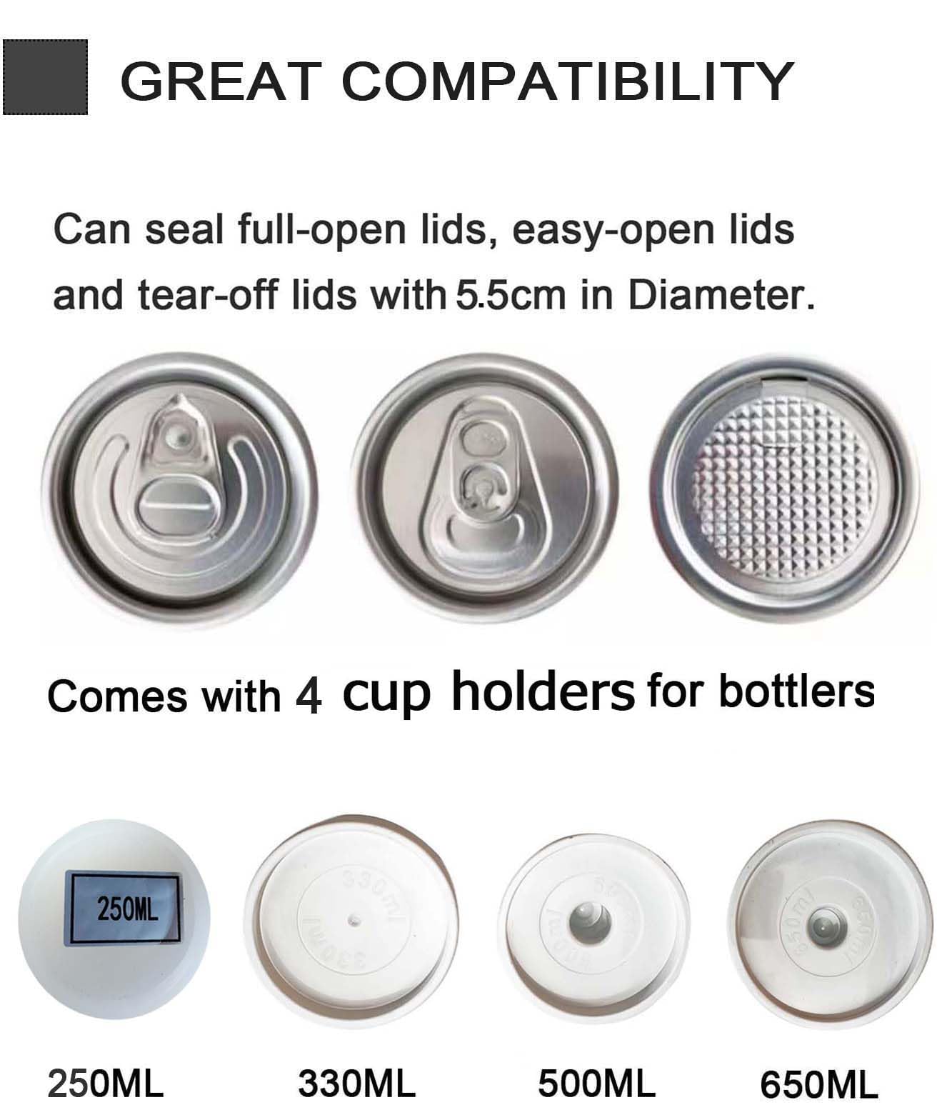 Automatic Commercial Can Sealer Machine, Roller Rotates Bottle Won't Rotate - Soda Can Seaming Machine, Height Adjustable, Electric Bottle Sealer Machine for Plastic Aluminum Beer Can (5.5cm in Diam.)
