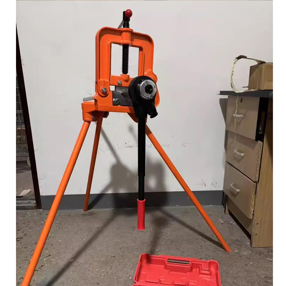 Pipe Table Vice with Tripod Stand,Heavy-Duty Gantry Pipe Vise,45# Steel Forged Quenched Jaws, 0.4"-4.3" Grip, Anti-Slip Steel-Cast Handle, For Pipe/Wood/Iron Processing