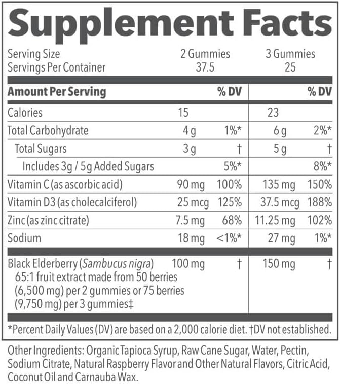 LifeSeasons Clinical Immunity - Elderberry Gummies - Supports a Healthy Immune System - 25 Elderberries Per Gummy - Maltodextrin-Free - Vitamin C, Vitamin D3, Zinc & Elderberry Extract - 75 Gummies