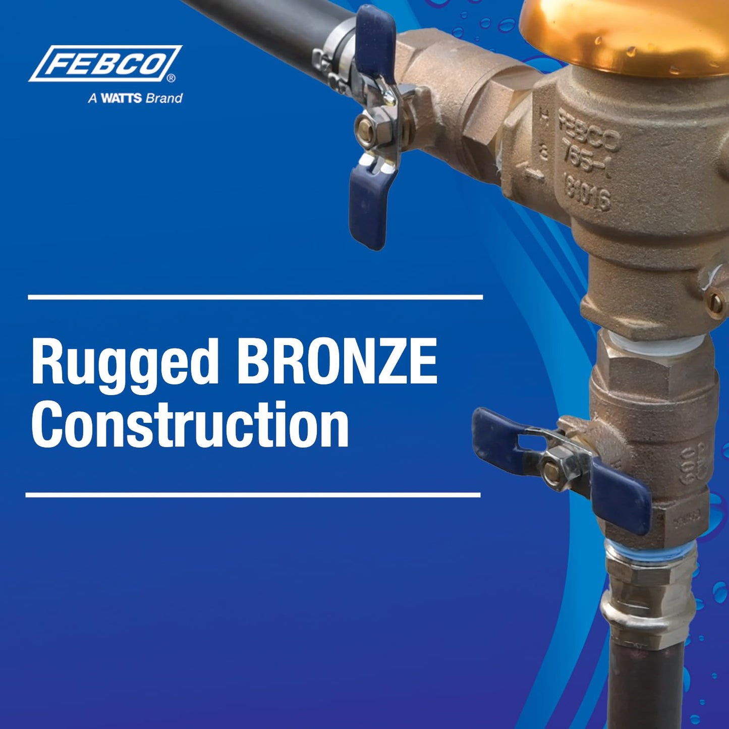Febco 765 Series 1-1/2" Bronze Pressure Vacuum Breaker Backflow Preventer, Quarter Turn Shutoff, NPT Connections, Freeze Sensor with SentryPlus Alert Technology, Industrial Plants, Irrigation System