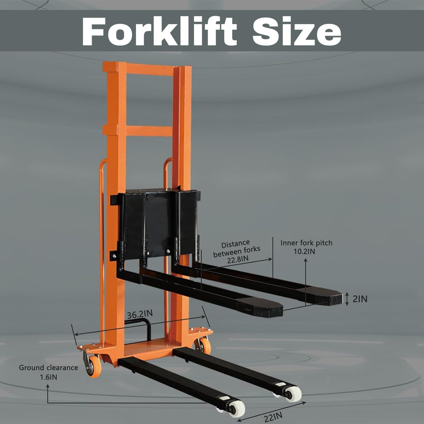 Electric Pallet Stacker Electric Forklift Capable of Boarding Trucks Pallet Lift 1300lbs Capacity 63" Lifting Height Material Lift with Fixed Legs