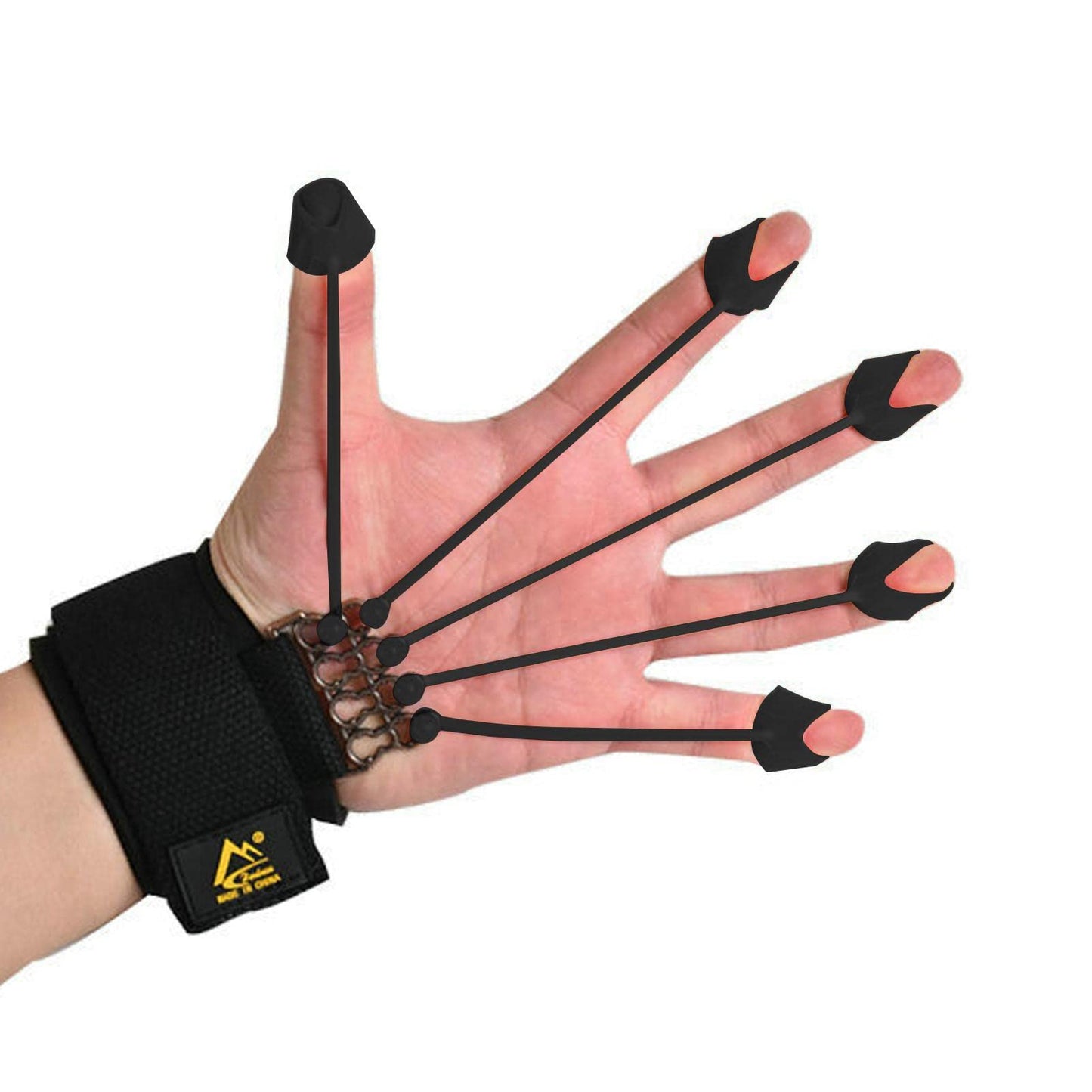 xiaoye 60 lbs Elastic Silicone Finger Exerciser, Finger and Hand Extensor Trainer Exerciser with Resistances Band Stretcher Strengthener for Wrist Hand (Only), Black