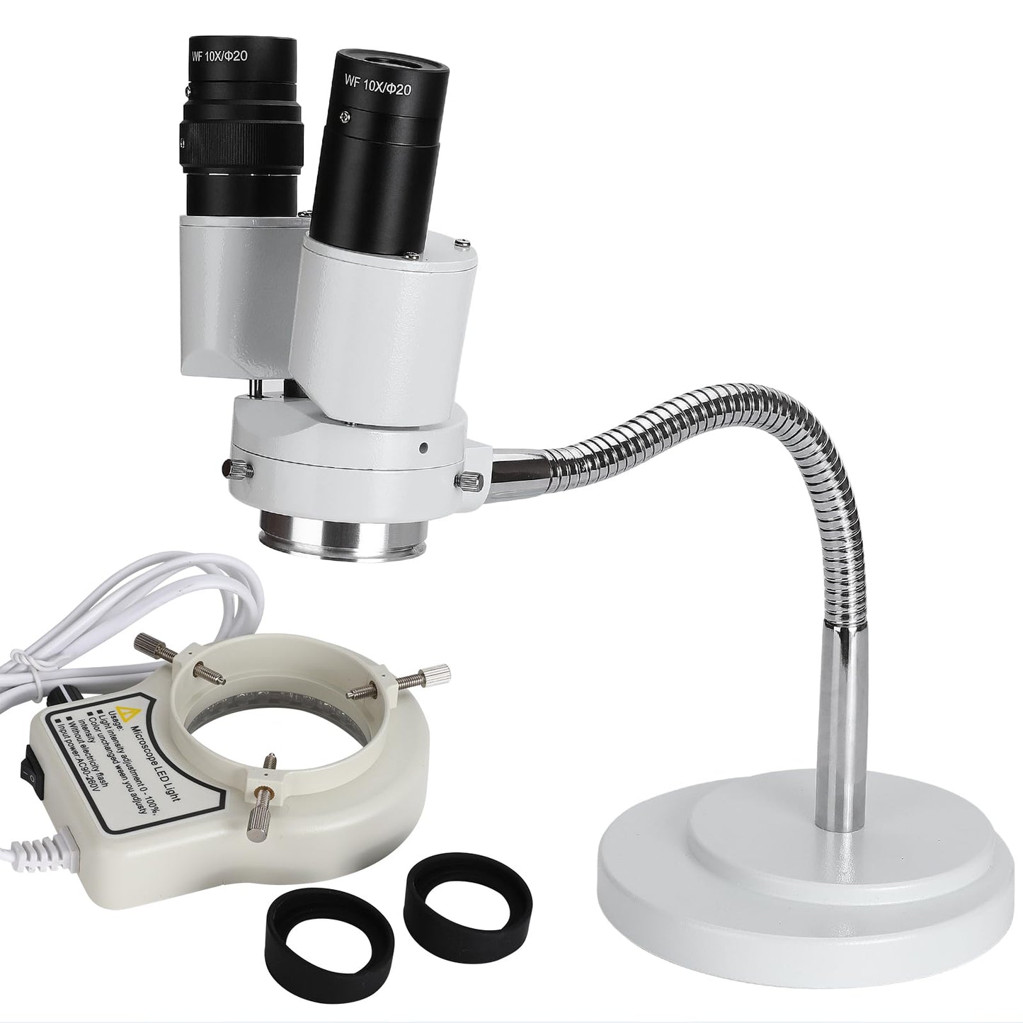 faruijie Dental Microscope with LED Light - Stereomicroscopes 360 Revolve 8X Magnification Binocular Stereo Microscope Dental Binocular Microscope for Electronics Repair with 8W Fluorescent Ring Light