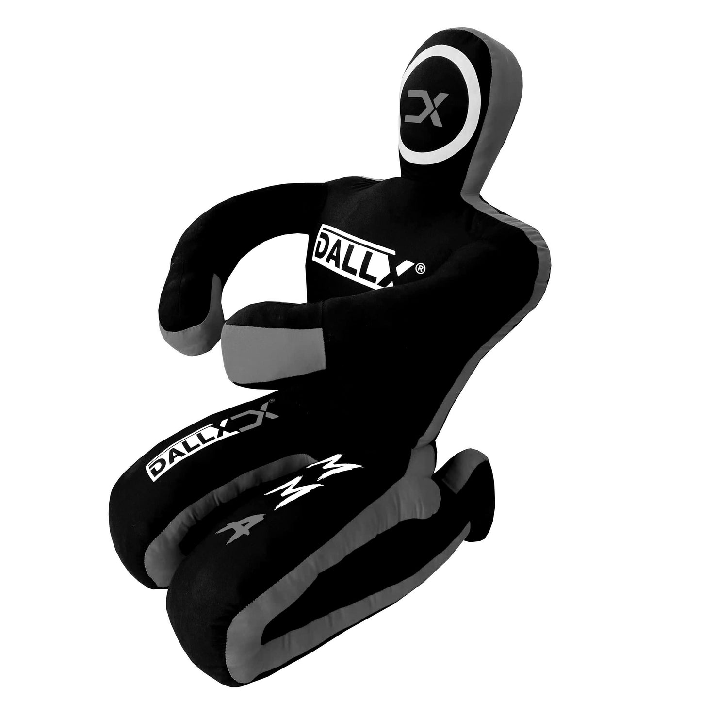 DALLX MMA Grappling Dummy BBJ Wrestling Brazilian Jiu Jitsu Punching Bag Judo Karate Throwing Boxing Fighting Dummy Self Defense Sitting Position – UNFILLED (Black Grey, 6 FT)