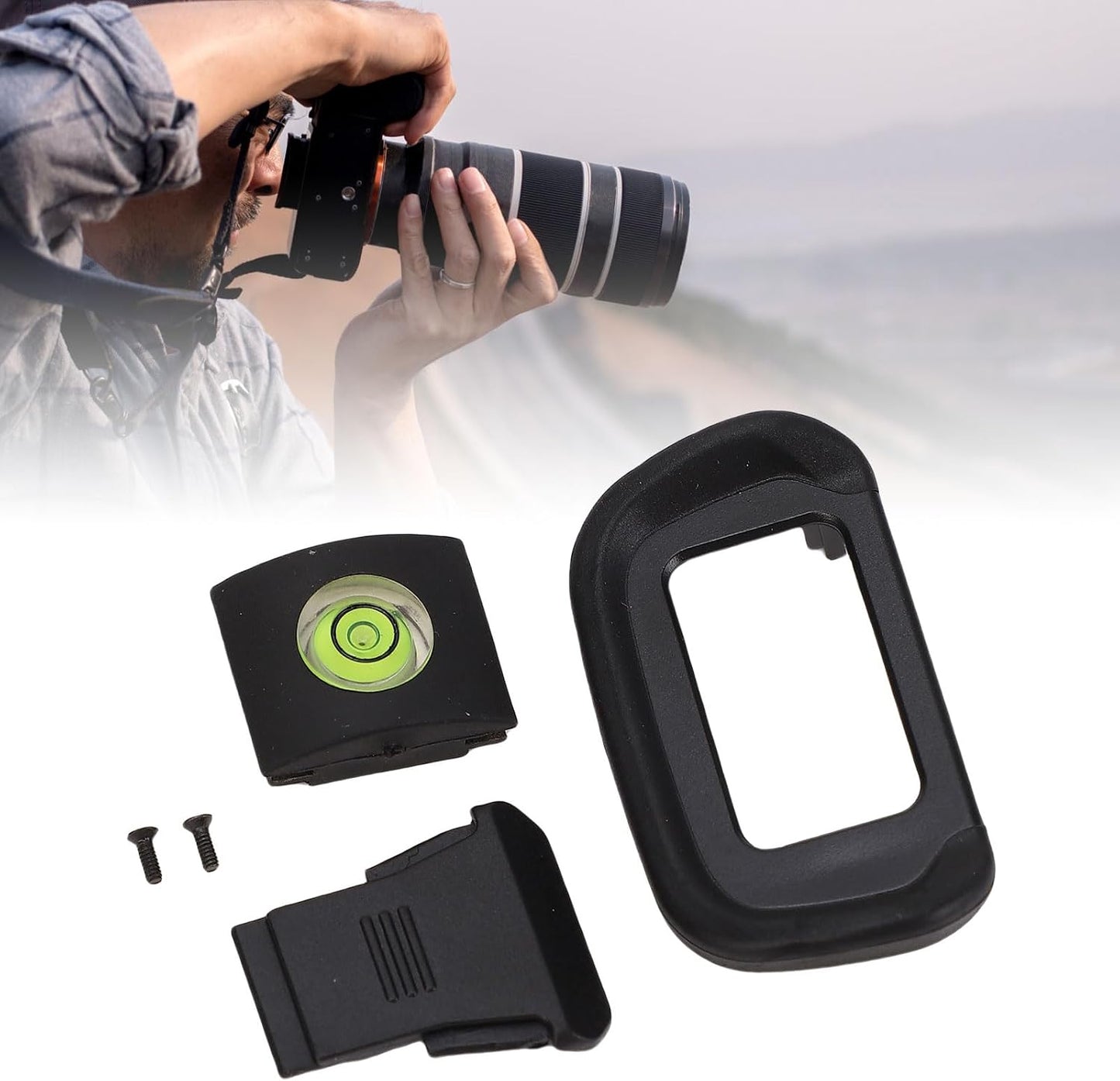 R10 Yoidesu Camera Eyecup, Eyepiece Viewfinder Protector Replacement with Hot Shoe Level and Cover Compatible