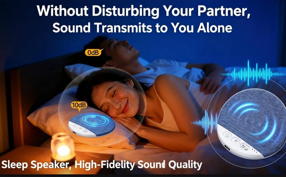 Vimilove 2026 New Sleep Pillow Speaker, Bluetooth Pillow Speaker with White Noise Timer Wireless Sleep Aid with Stereo
