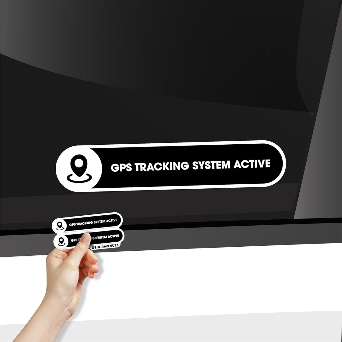 2 Pack 5x1 Inches Small GPS Tracking System Stickers | GPS Active Sign for Cars | Car Window Sticker Sign | Glossy