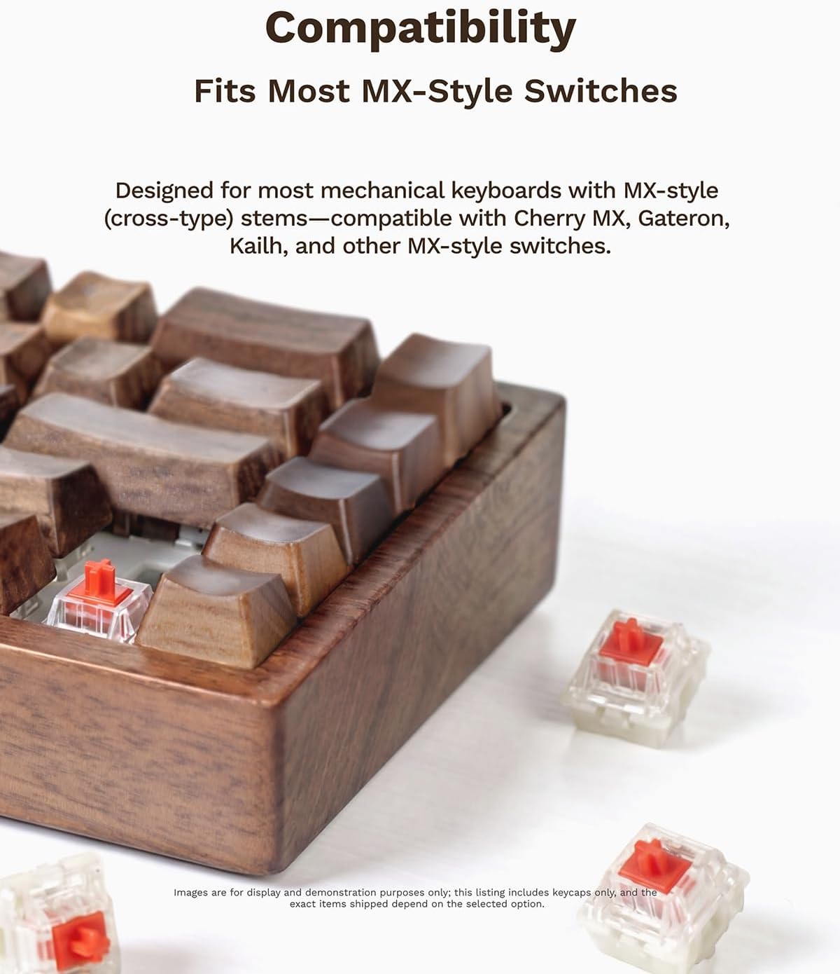 Loha Custom Set, Sets (R4 1.00U (1-Key)) Black Walnut Wood Keycaps, Wooden Keycap for Mechanical Keyboard, OEM Profile