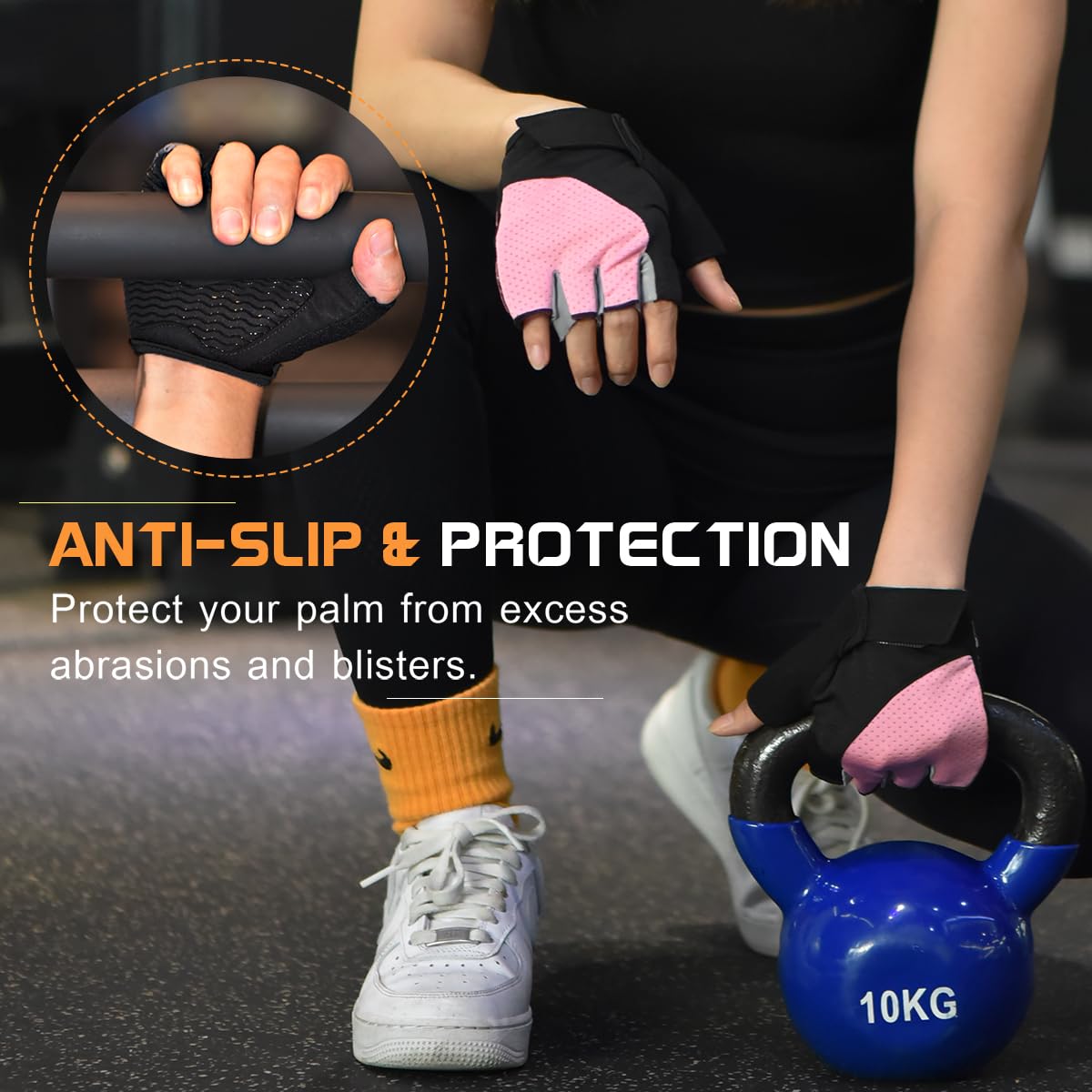 sunnex Workout Gloves for Women - Breathable Weight Lifting Gloves with Non-Slip Silicone Padding, Fingerless Gym Gloves for Cycling, Rowing, Pull Ups & Training (4 Sizes)