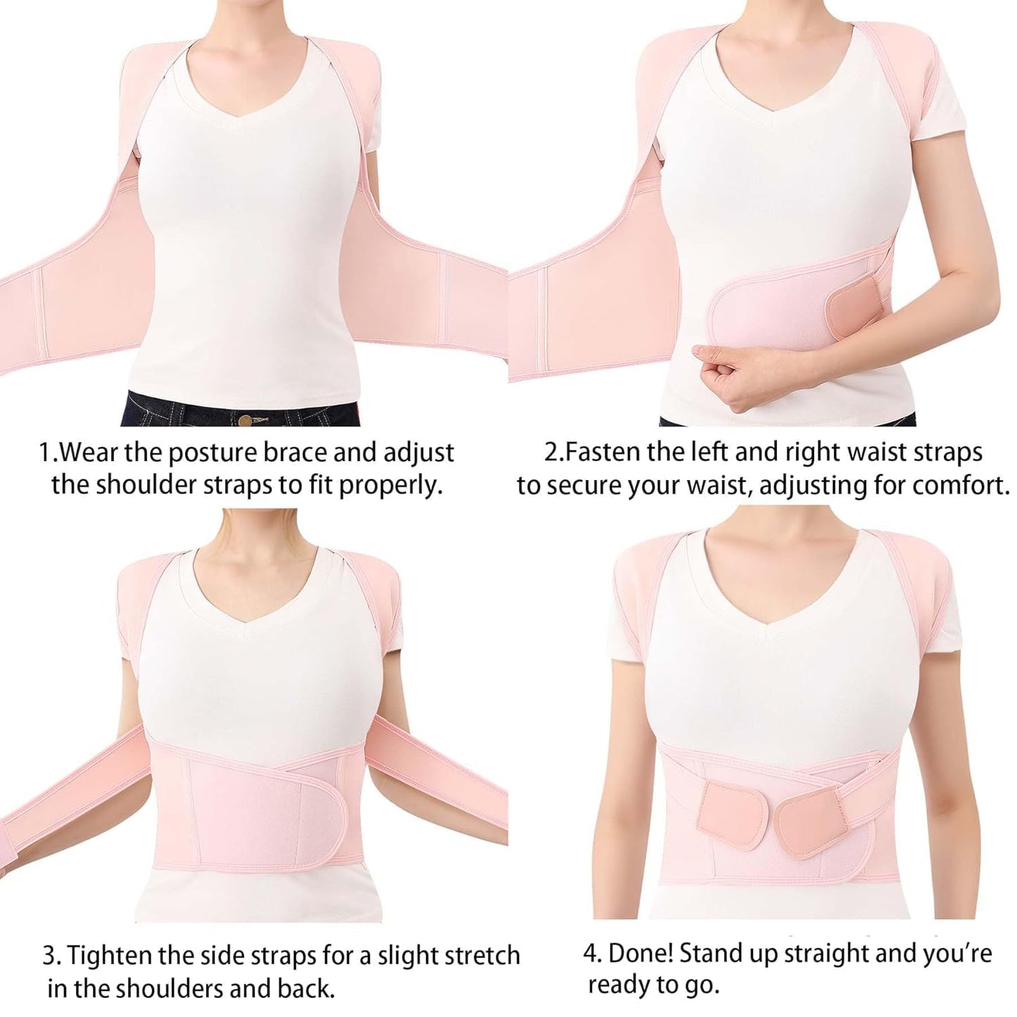 Zrughno Posture Corrector for Women and Men Back Brace Support Shoulder Straightener Hunchback Instant Scoliosis Adjustable (Pink, XXX-Large (Waist 45.2"-49.2”))