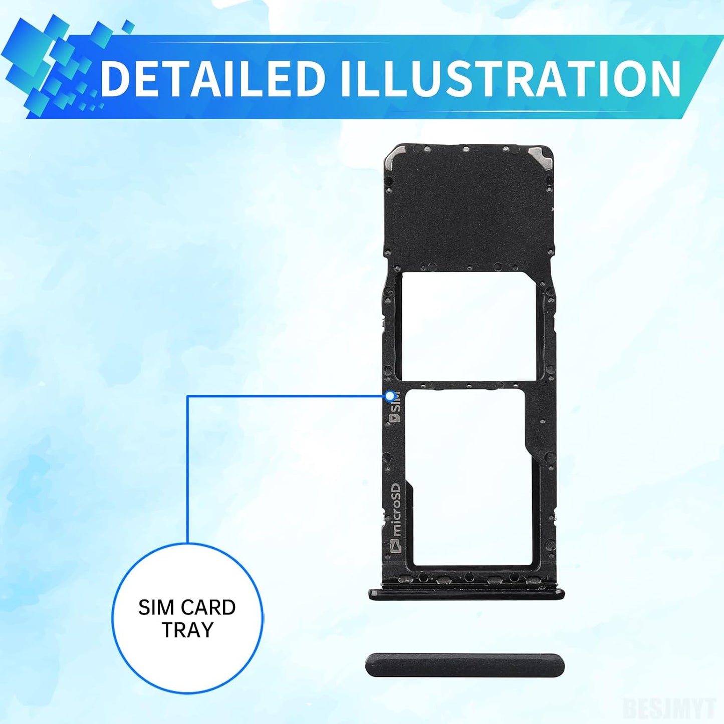 A20 A20 SM-A205U SM-A205U1 Sim Card Tray Replacement for Samsung Galaxy (Single SIM Version) Black Card Tray Slot