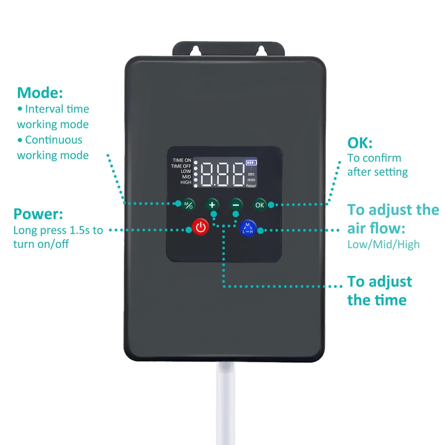 Lewisia Solar Pond Aerator Air Pump Battery with Air Hoses and Bubble Stones Fish Tank Bubble Oxygenator 30W