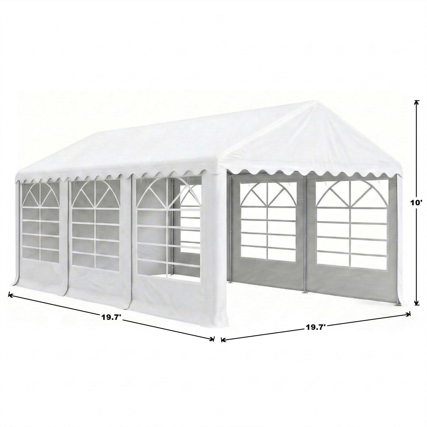 Heavy Duty Party Tent, 20x20FT, Folding Carport Canopy with Galvanized Steel Structure, Roll-Up Windows & Doors, Outdoor Portable Garage with Removable Sidewalls for Car, Boat, Truck, Motorcycle