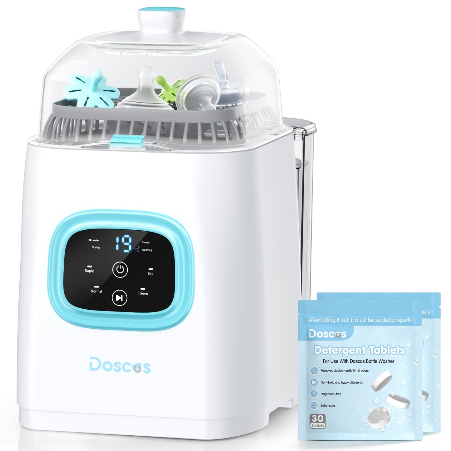 Bottle Washer Pro, All-in-One Baby Bottle Washer and Sterilizer & Dryer with 60 Detergent Tablets, Cleaning Machine for Bottles, Pump Parts & Baby Essentials, Deep Cleaning, Replaces Hand Washing