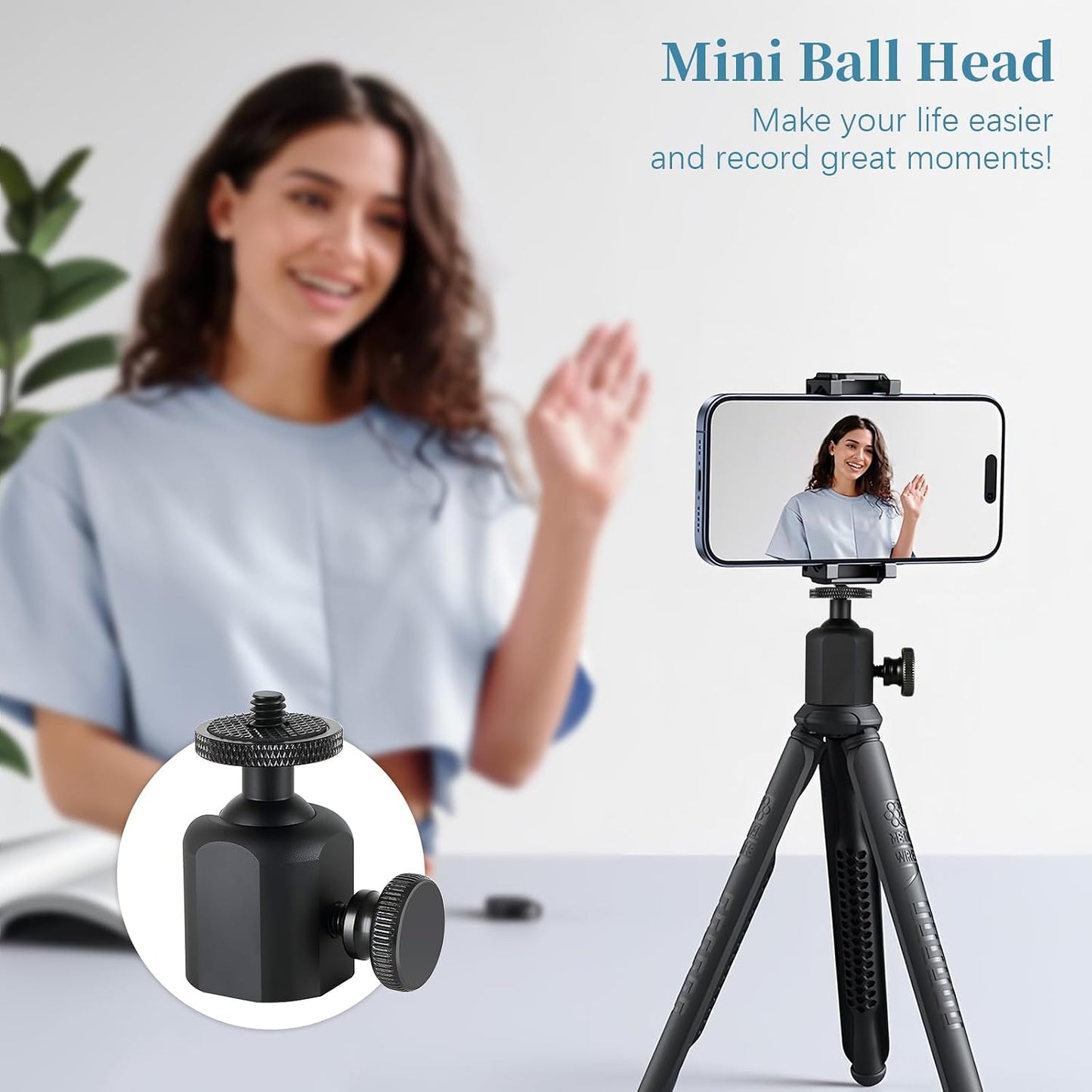 Folgtek 360 1/4 inch 10lbs, (1) Mini Ball Heads Universal Tripod Ball Head Camera Screw Mount, Degrees Rotatable Tilt