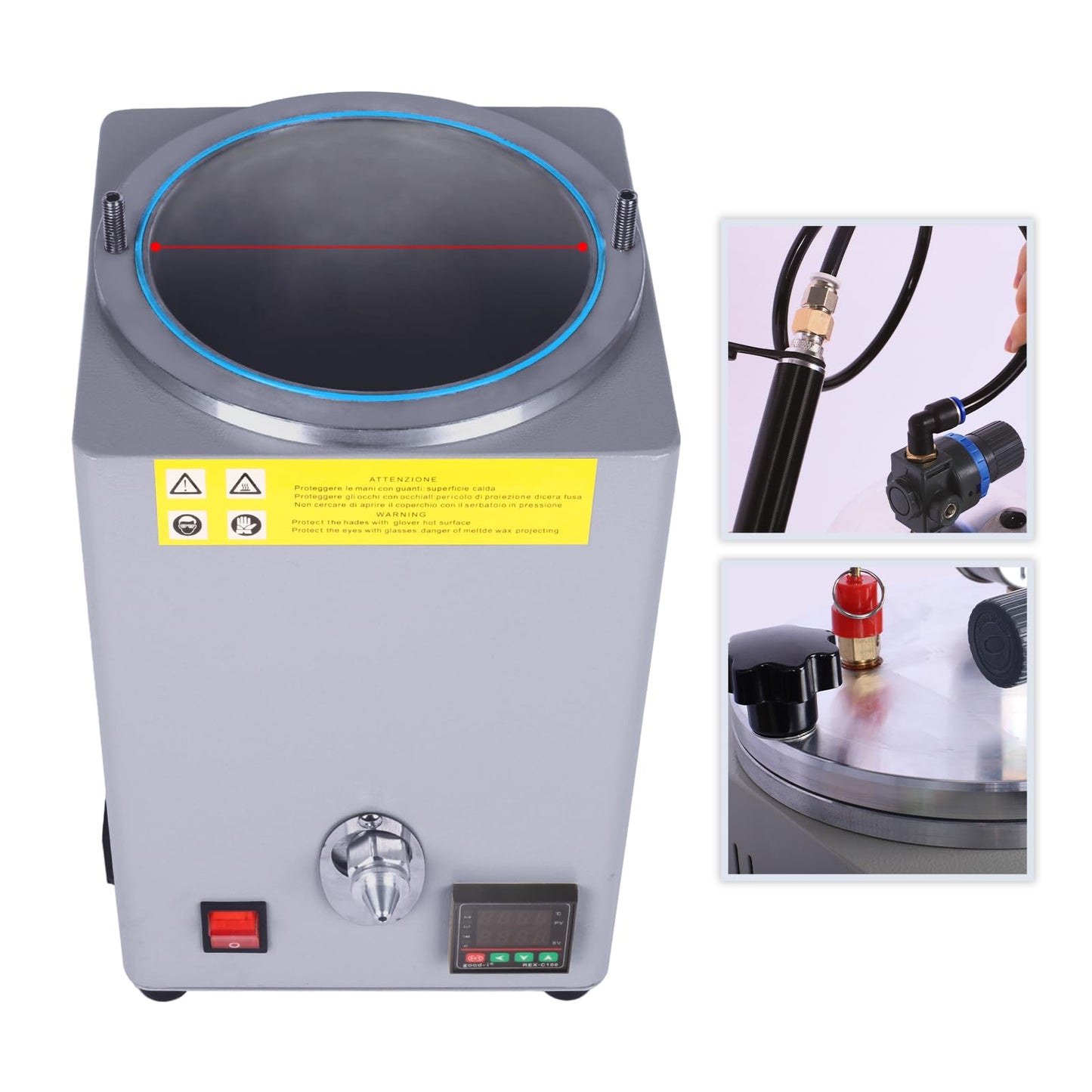 110V Square Manual Pumping Press urized waxing Machine, 0℃-110℃ Adjustable Temperature waxing Machine, Melting Wax Making Wax Jewelry Casting Machine.