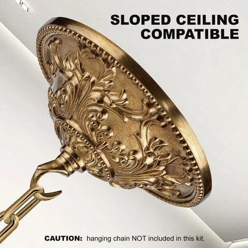 BEQUZON 7.87'' Brass Canopy for Chandelier Pendant Light, Gold Rustic Mounting Plate Kit for Hanging Ceiling Lights