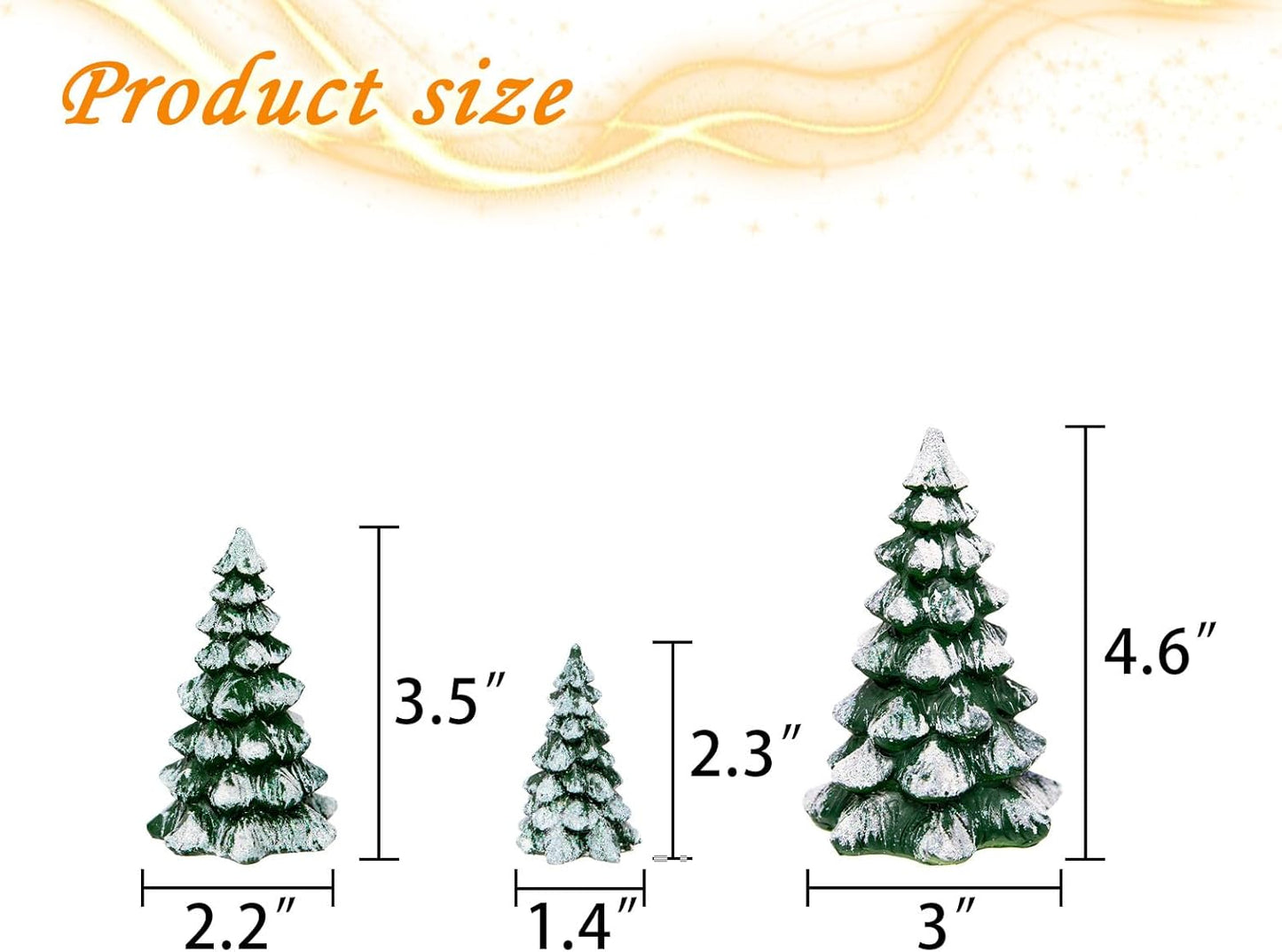 Skiennix Winter Wonderland Village Scene - 3-Piece Pine Accessory Figurine Set | Christmas Tree Decorations, Green
