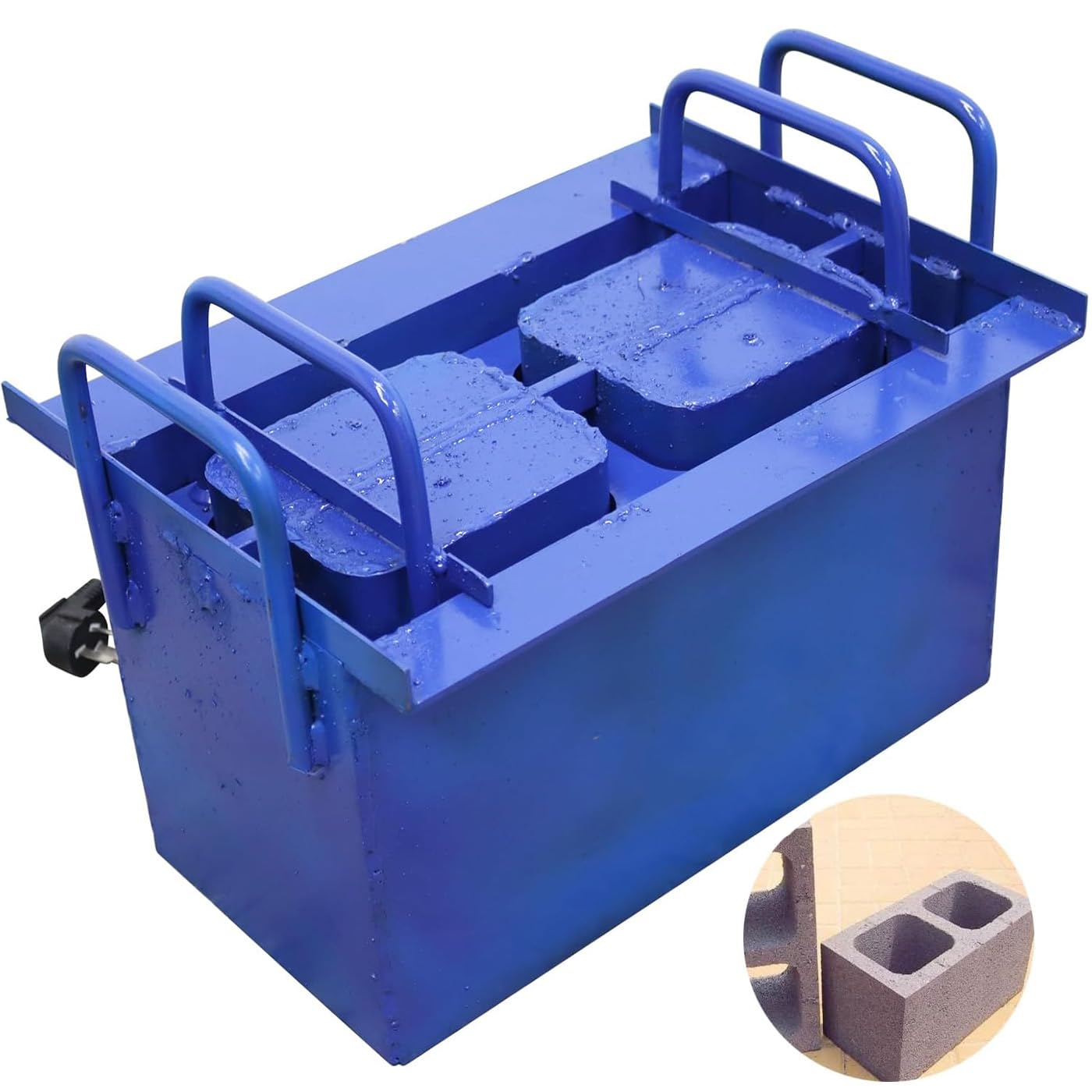 INTBUYING Concrete Brick Making Machine, Manual Hollow Soil Block Brick Forming Machine 220V, Brick Size 15.3X7.7X7.4inch（390x190x190mm）