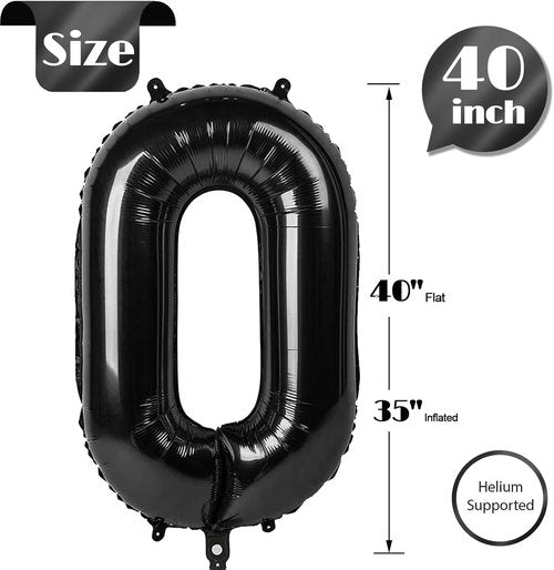 Black Number 0 Balloon - 40 Inch Birthday Decoration for Milestone Celebrations | Party Supplies