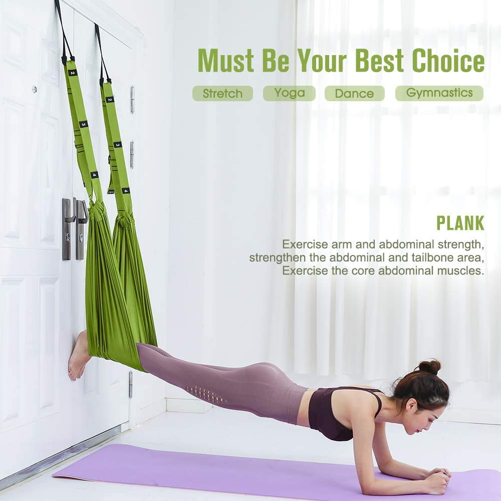 Yoga Stretching Strap, Adjustable Height Leg Stretcher Waist Back Stretch Band Aerial Yoga, Anti-gravity Inversion Exercises Door Flexibility Tensile Trainer for Rehab Pilates Dance Splits (Pink)