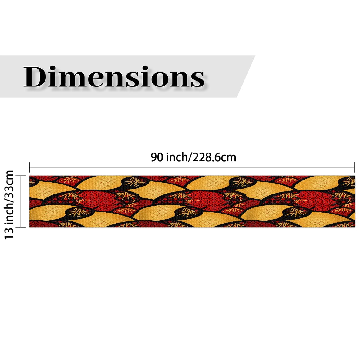 AUUXVA Japanese Table Runner 13x90in Red Asian Table Runner for Dining Table Durable Luxury Dresser Scarf Tabletop Cloth for Holiday New Year Japanese Party Decorations Oriental Decor